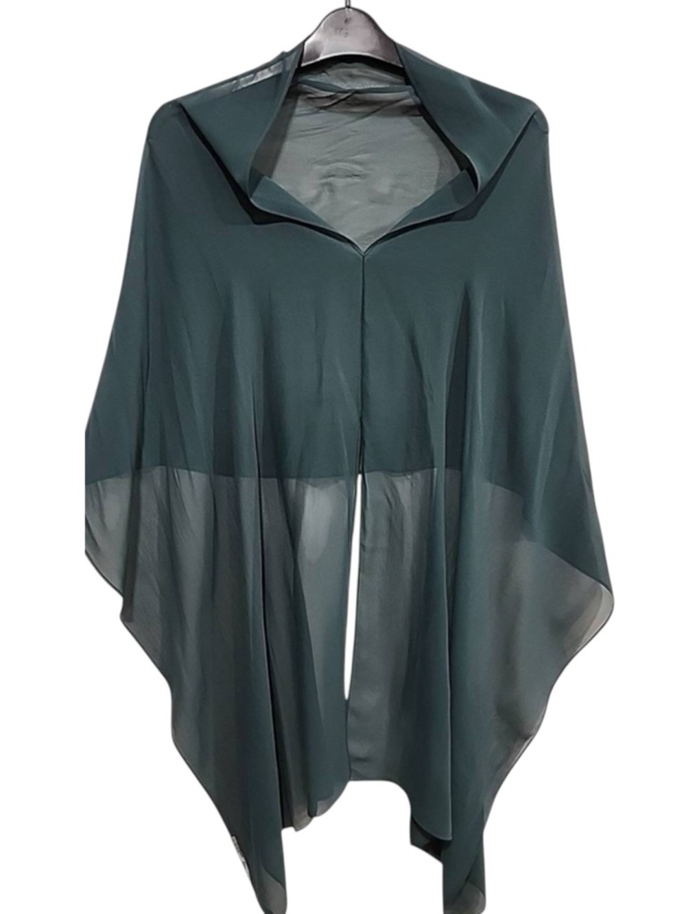 Eileen Fisher NWT sheer silk poncho wrap scarf green 100% silk - Picture 6 of 6